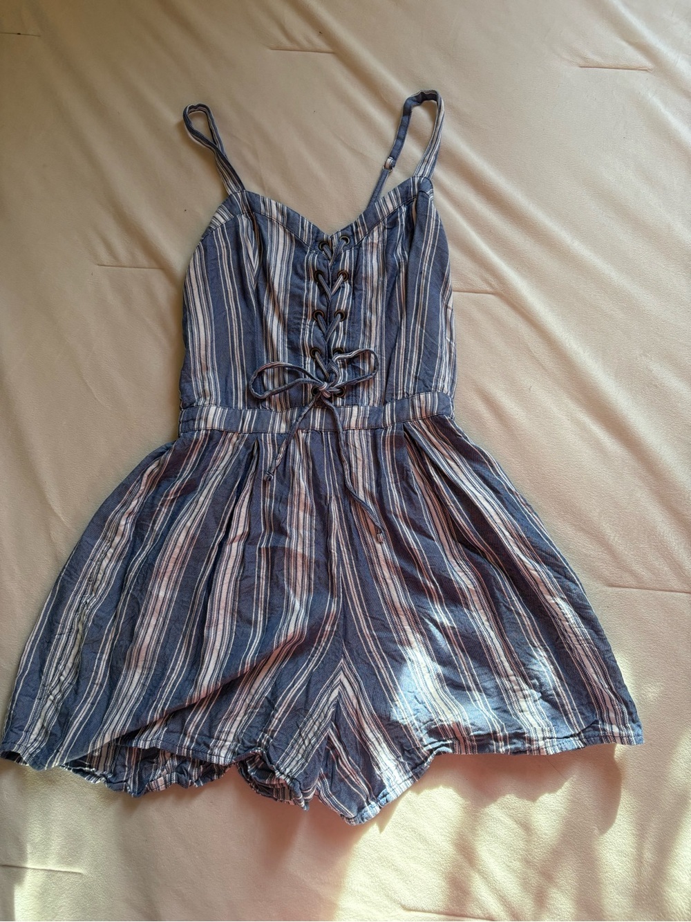 Hollister Blue & White Striped Girls' Spaghetti Strap Romper